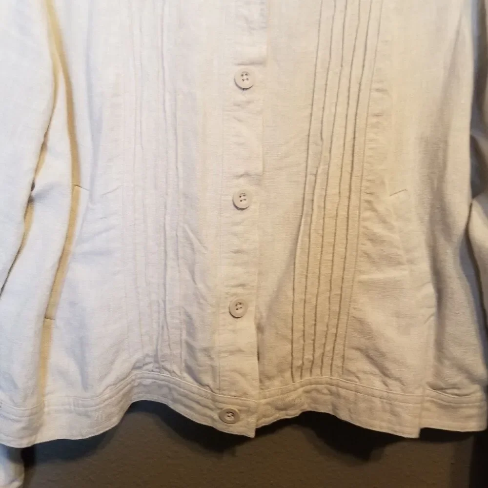 Relativity 1X Jacket 100% Linen Pintuck  Pleats Button Front Coastal Lagenlook